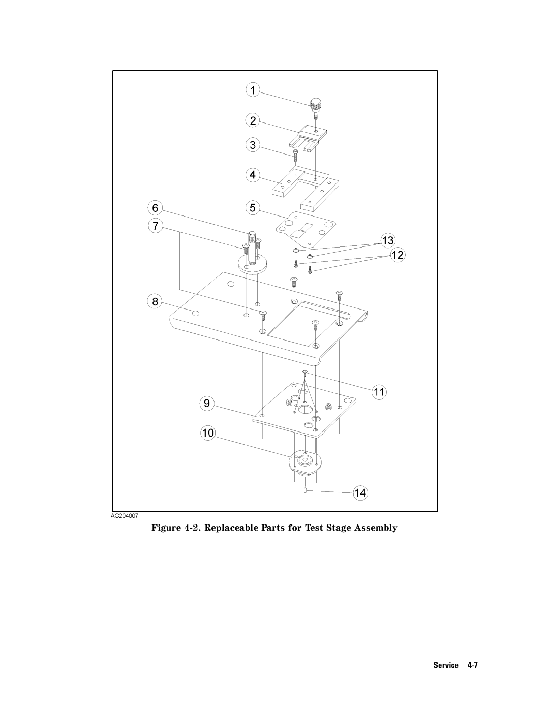 Agilent Technologies 16193A service manual ReplaceablePartsforTestStageAssembly 