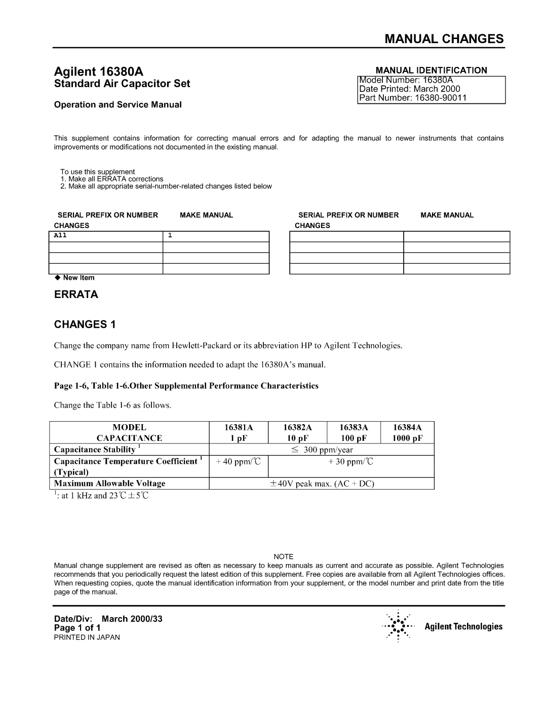 Agilent Technologies 16380A manual 