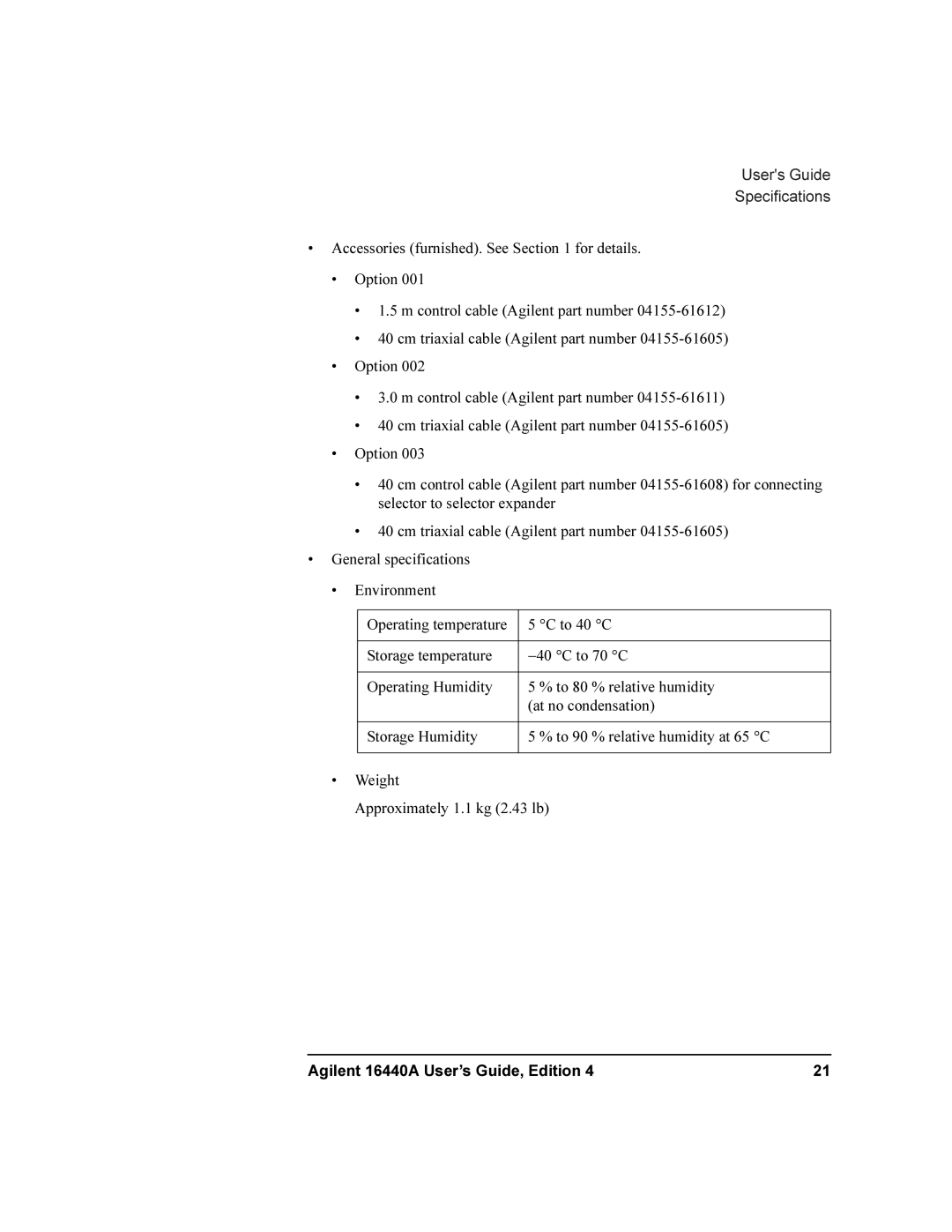 Agilent Technologies 16440A SMU manual Users Guide Specifications 