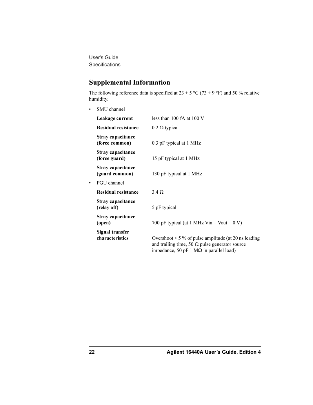 Agilent Technologies 16440A SMU manual Supplemental Information 