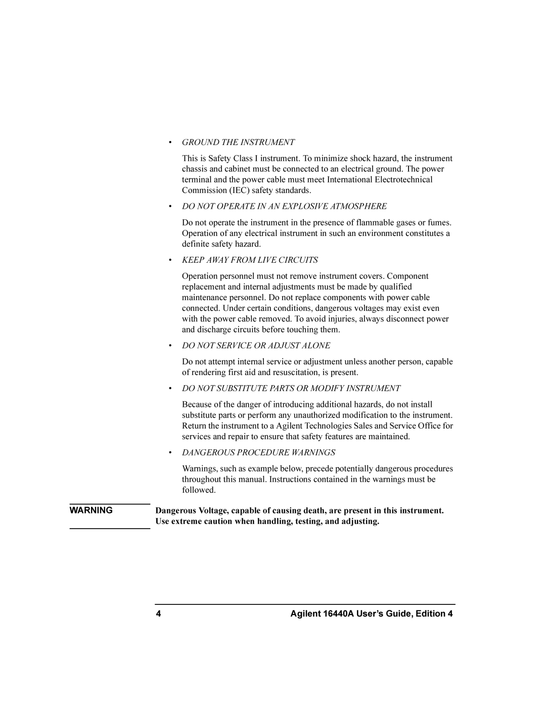 Agilent Technologies 16440A SMU manual Ground the Instrument 