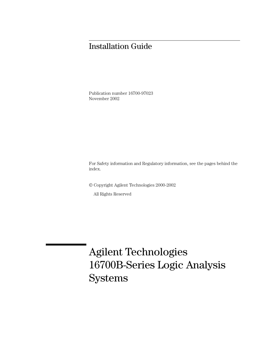 Agilent Technologies manual Agilent Technologies 16700B-Series Logic Analysis Systems 