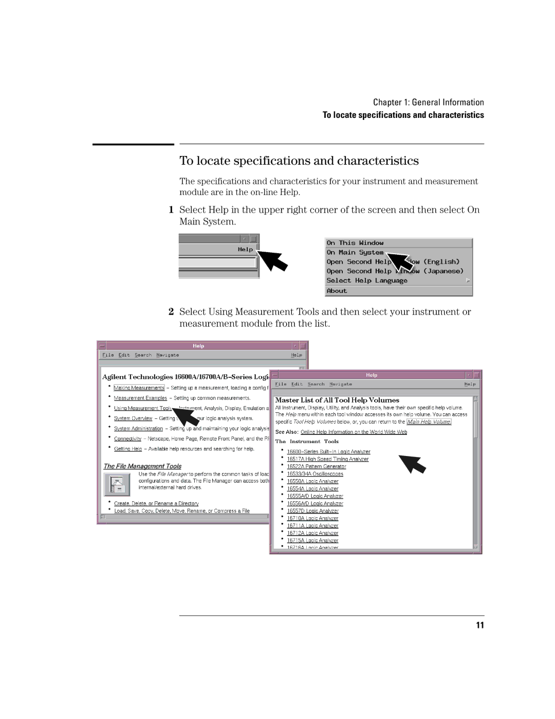 Agilent Technologies 16700B manual To locate specifications and characteristics 