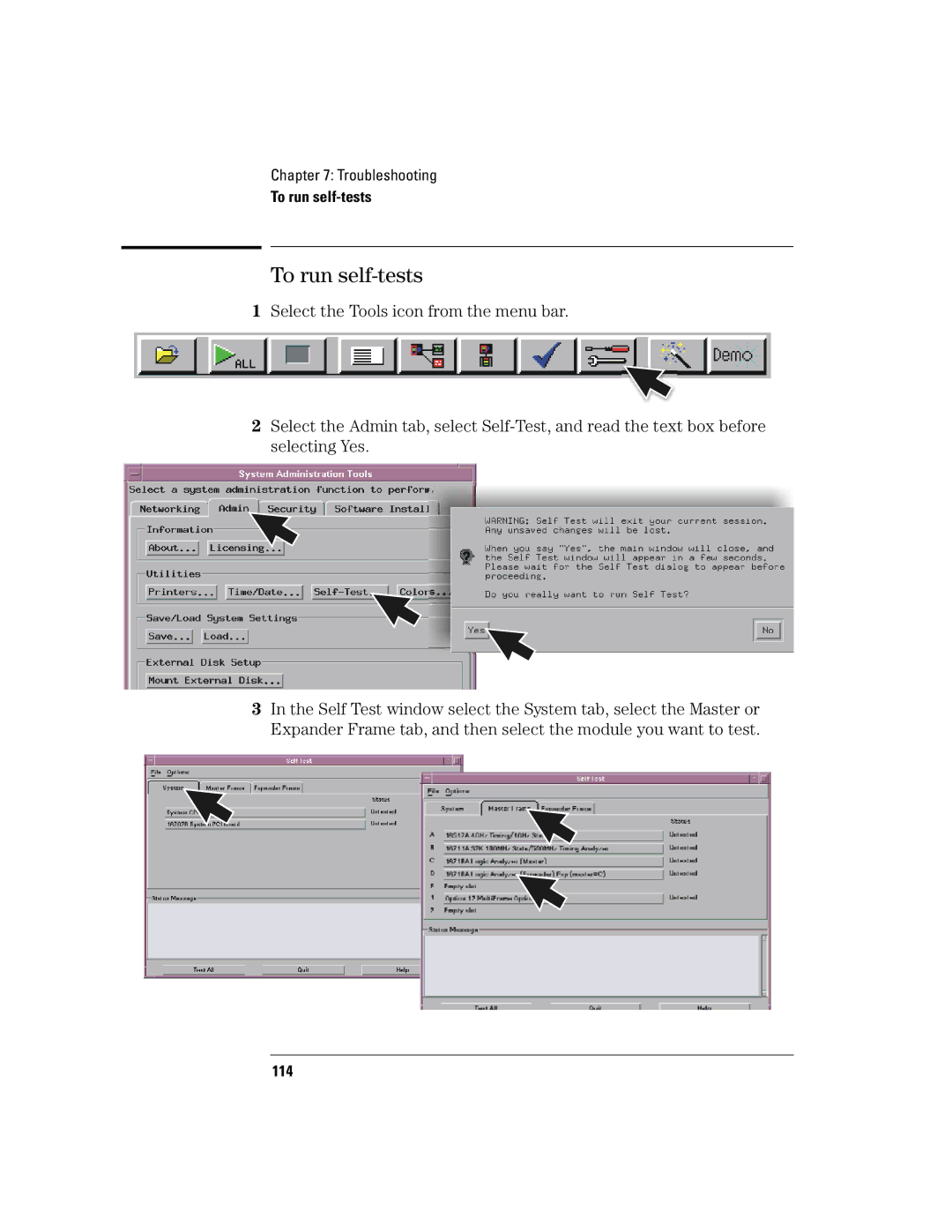 Agilent Technologies 16700B manual To run self-tests 