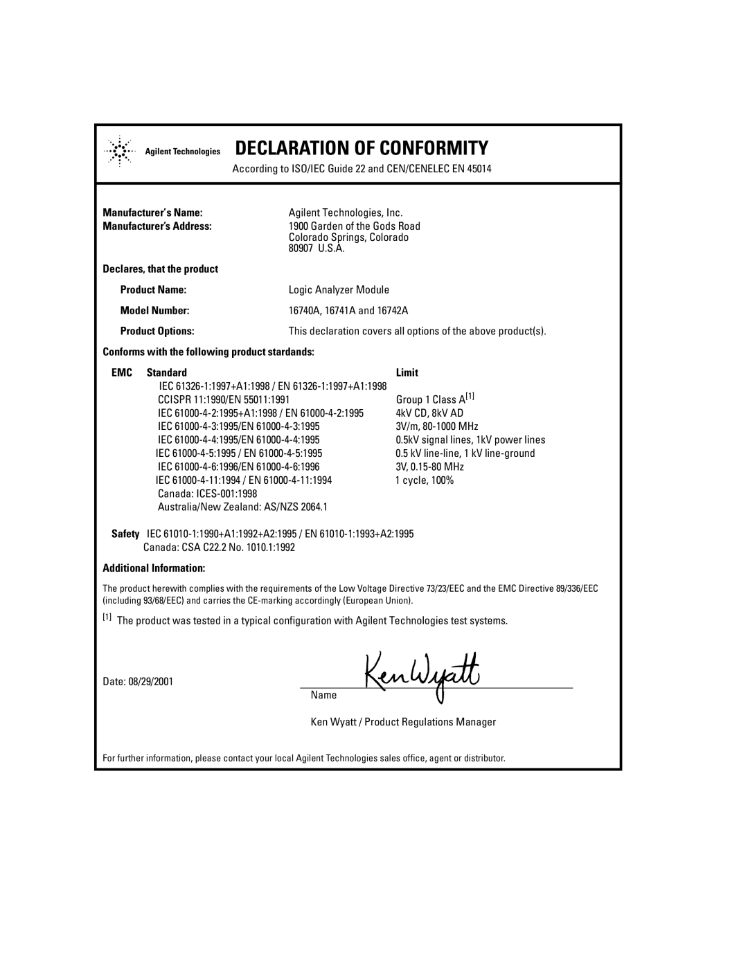 Agilent Technologies 16700B manual Group 1 Class A1 