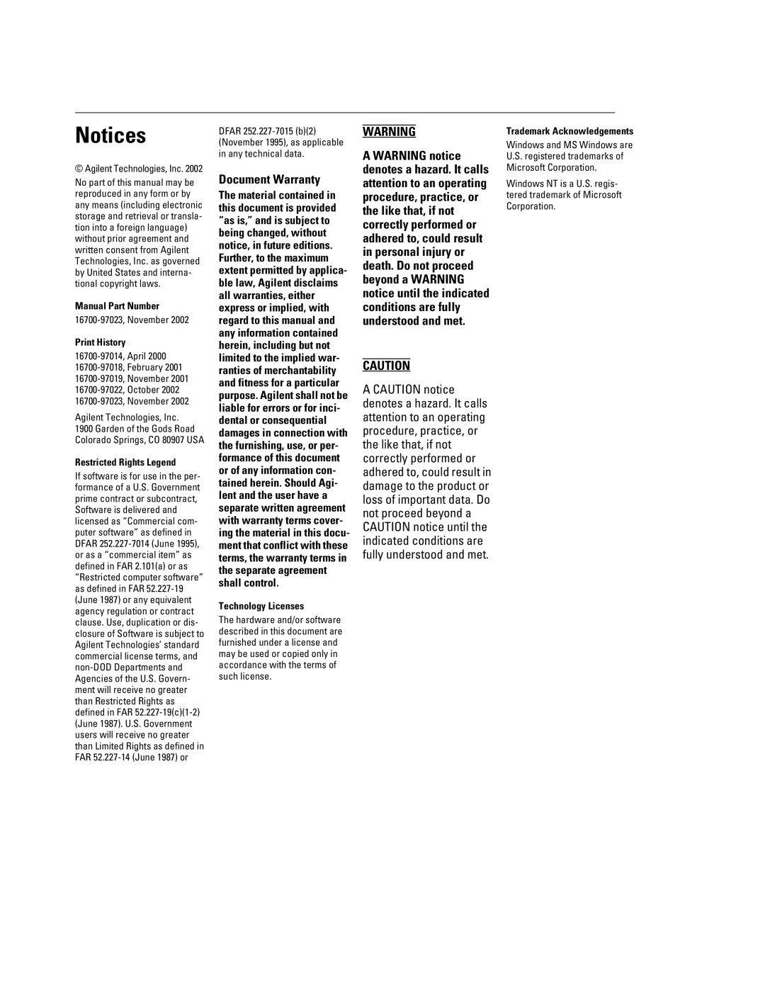 Agilent Technologies 16700B manual Document Warranty 