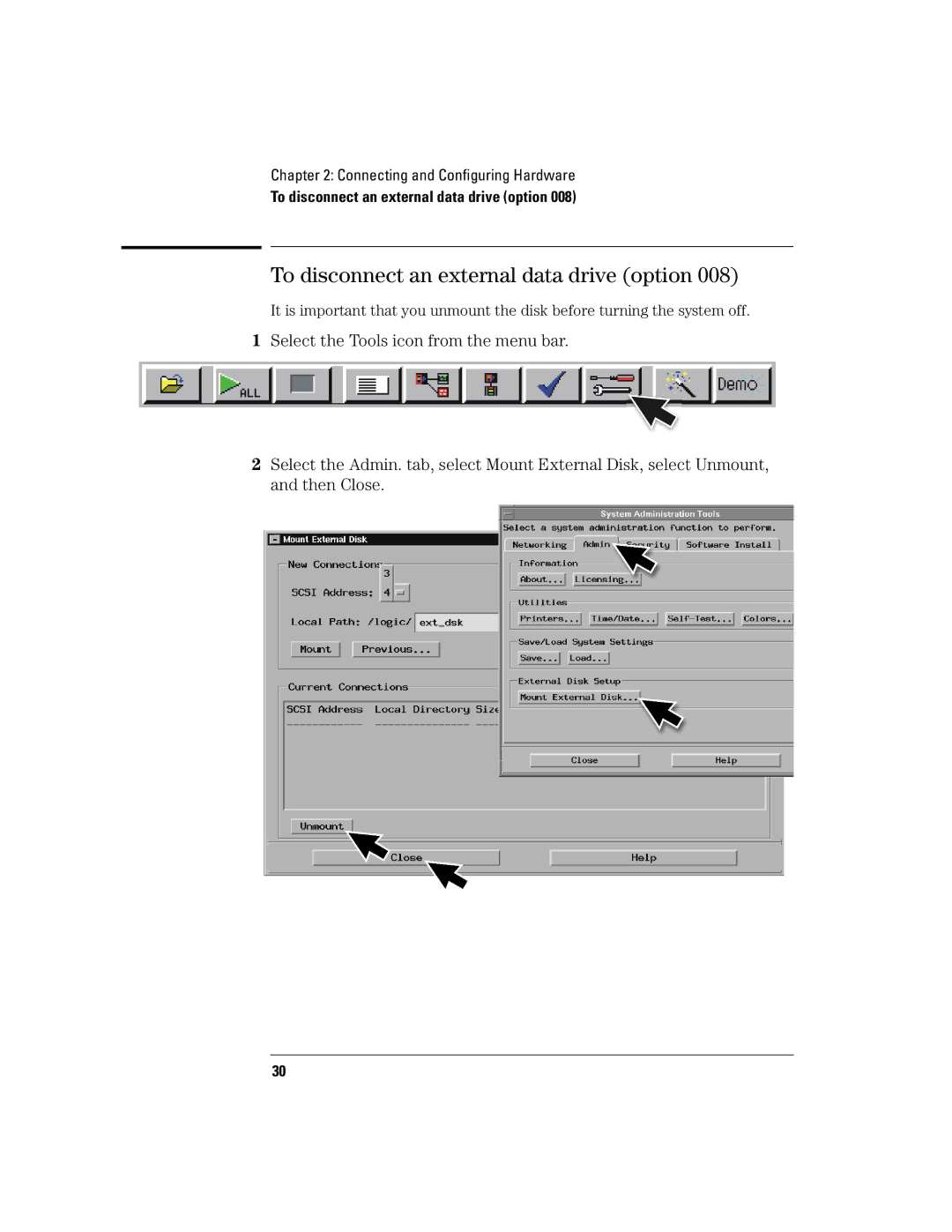 Agilent Technologies 16700B manual To disconnect an external data drive option 