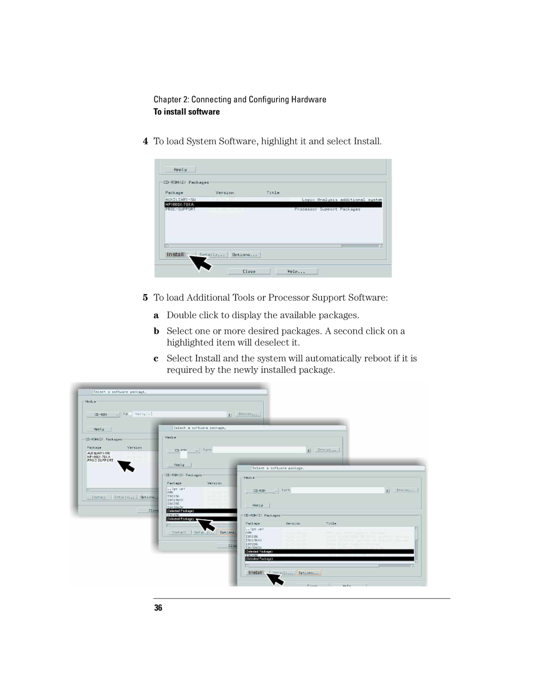 Agilent Technologies 16700B manual To load System Software, highlight it and select Install 