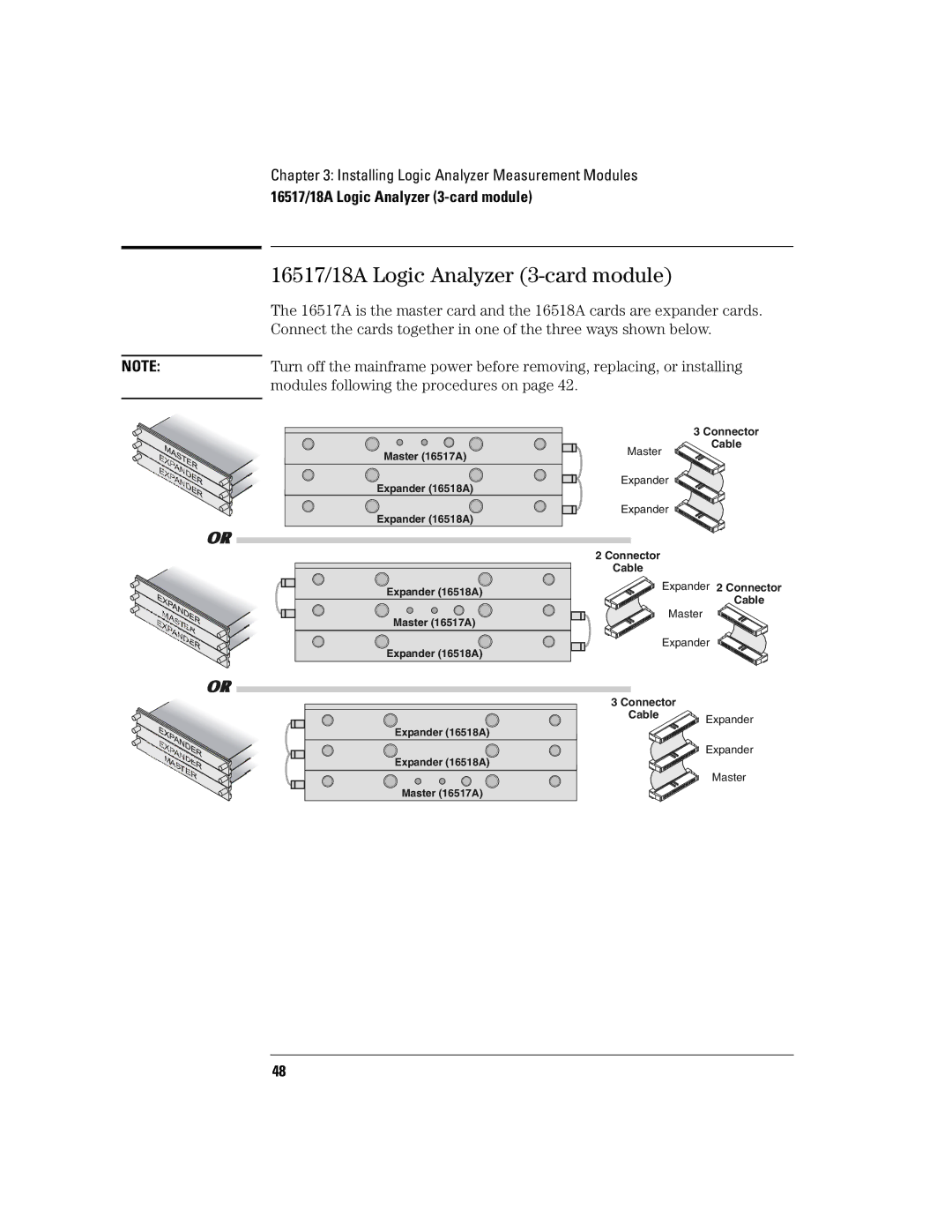 Agilent Technologies 16700B manual 16517/18A Logic Analyzer 3-card module, Modules following the procedures on 