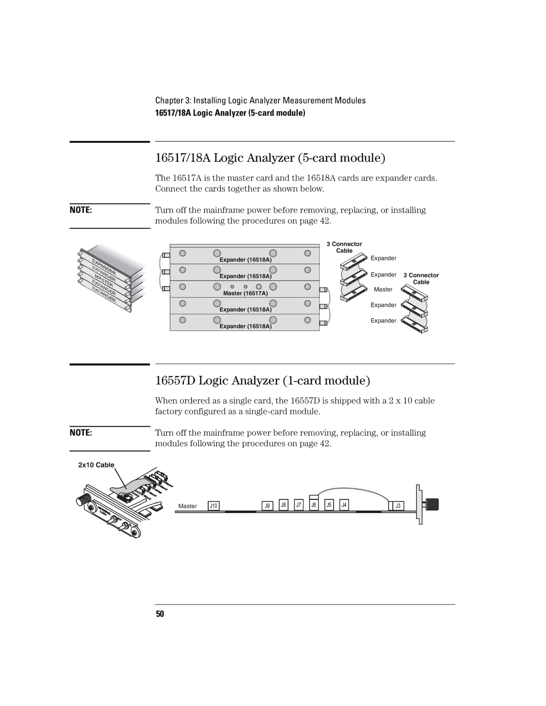 Agilent Technologies 16700B manual 16517/18A Logic Analyzer 5-card module, 16557D Logic Analyzer 1-card module 