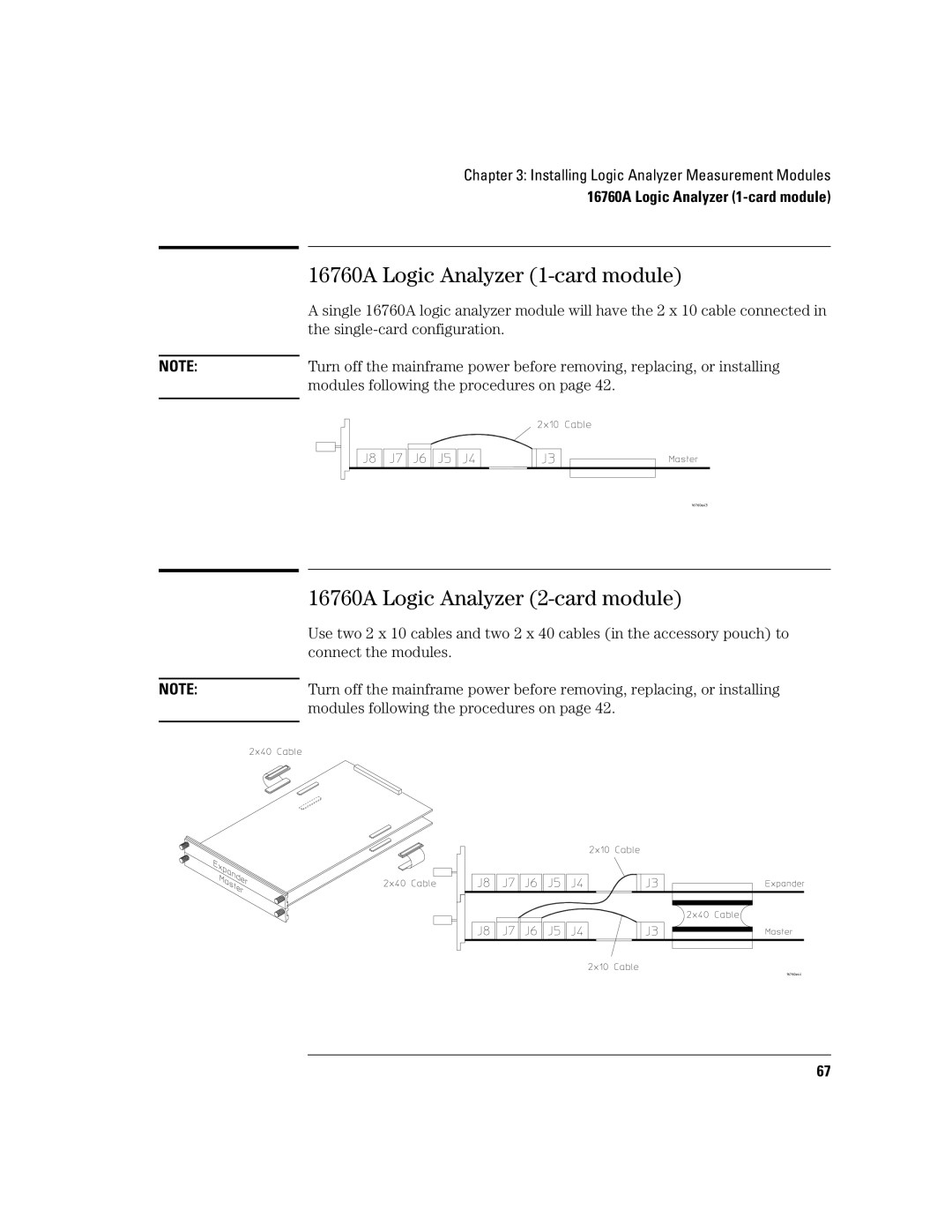 Agilent Technologies 16700B manual 16760A Logic Analyzer 1-card module, 16760A Logic Analyzer 2-card module 