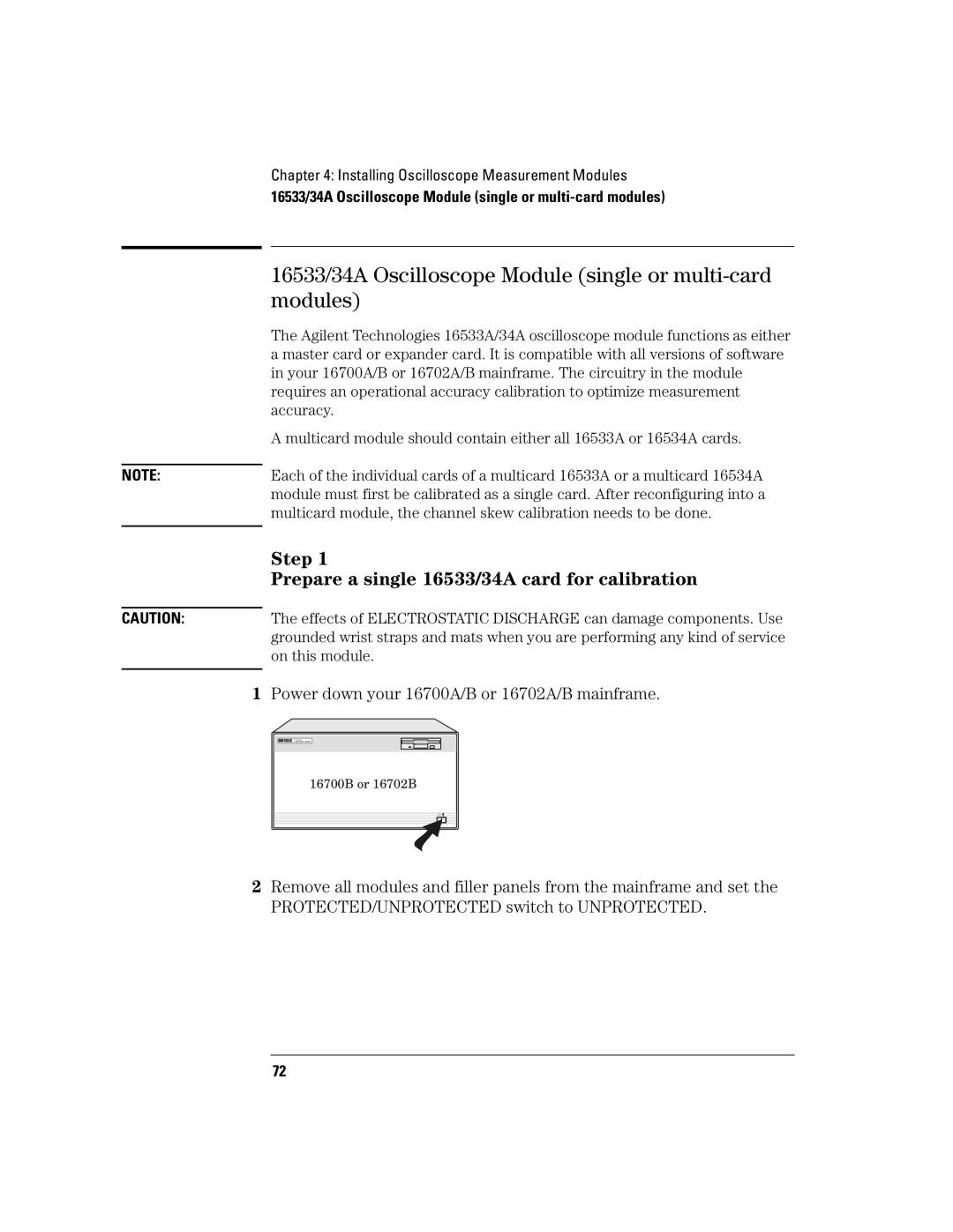 Agilent Technologies 16700B manual Modules, Prepare a single 16533/34A card for calibration 
