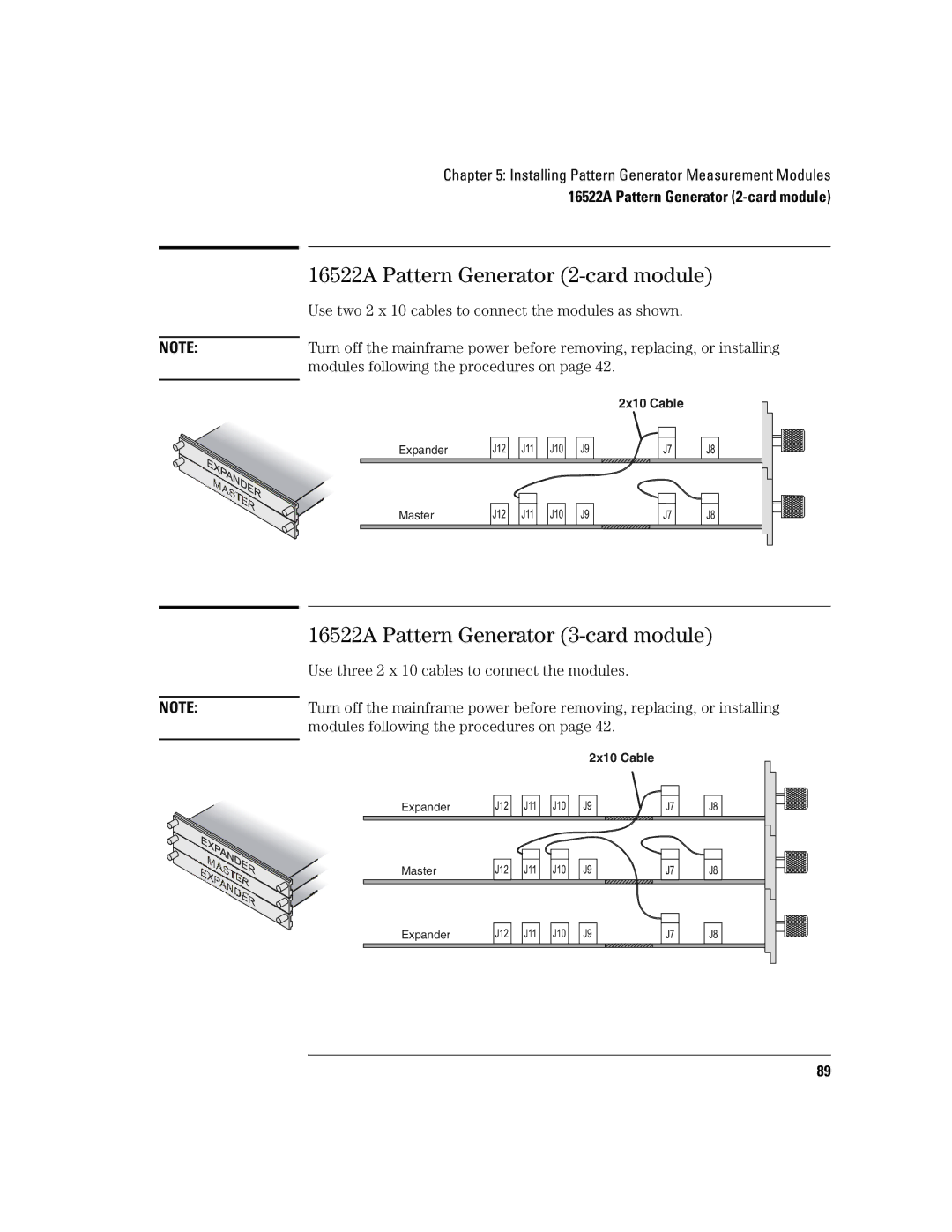 Agilent Technologies 16700B manual 16522A Pattern Generator 2-card module, 16522A Pattern Generator 3-card module 