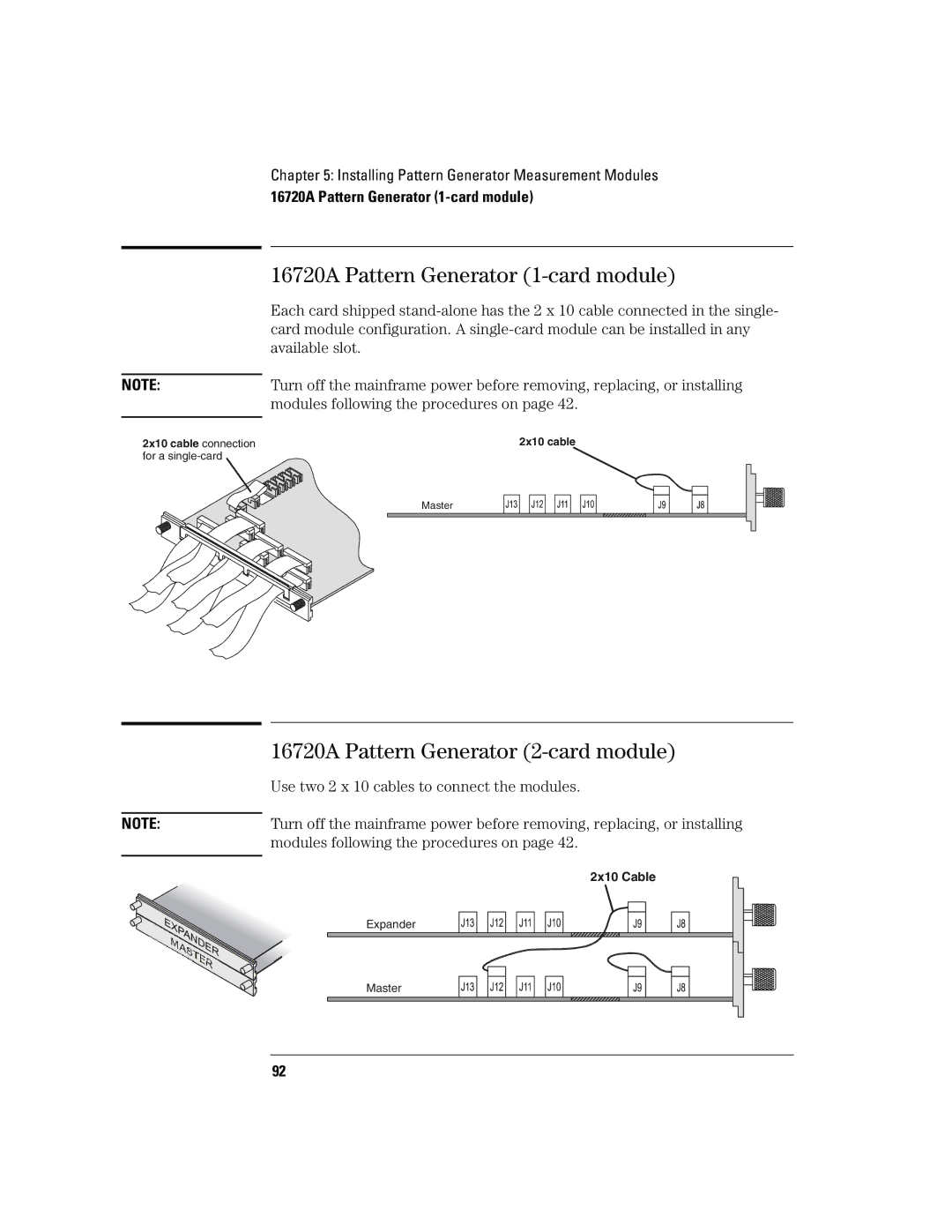 Agilent Technologies 16700B manual 16720A Pattern Generator 1-card module, 16720A Pattern Generator 2-card module 