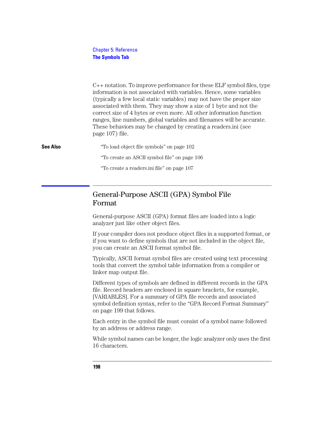 Agilent Technologies 16760A manual General-Purpose Ascii GPA Symbol File Format, file, 198 