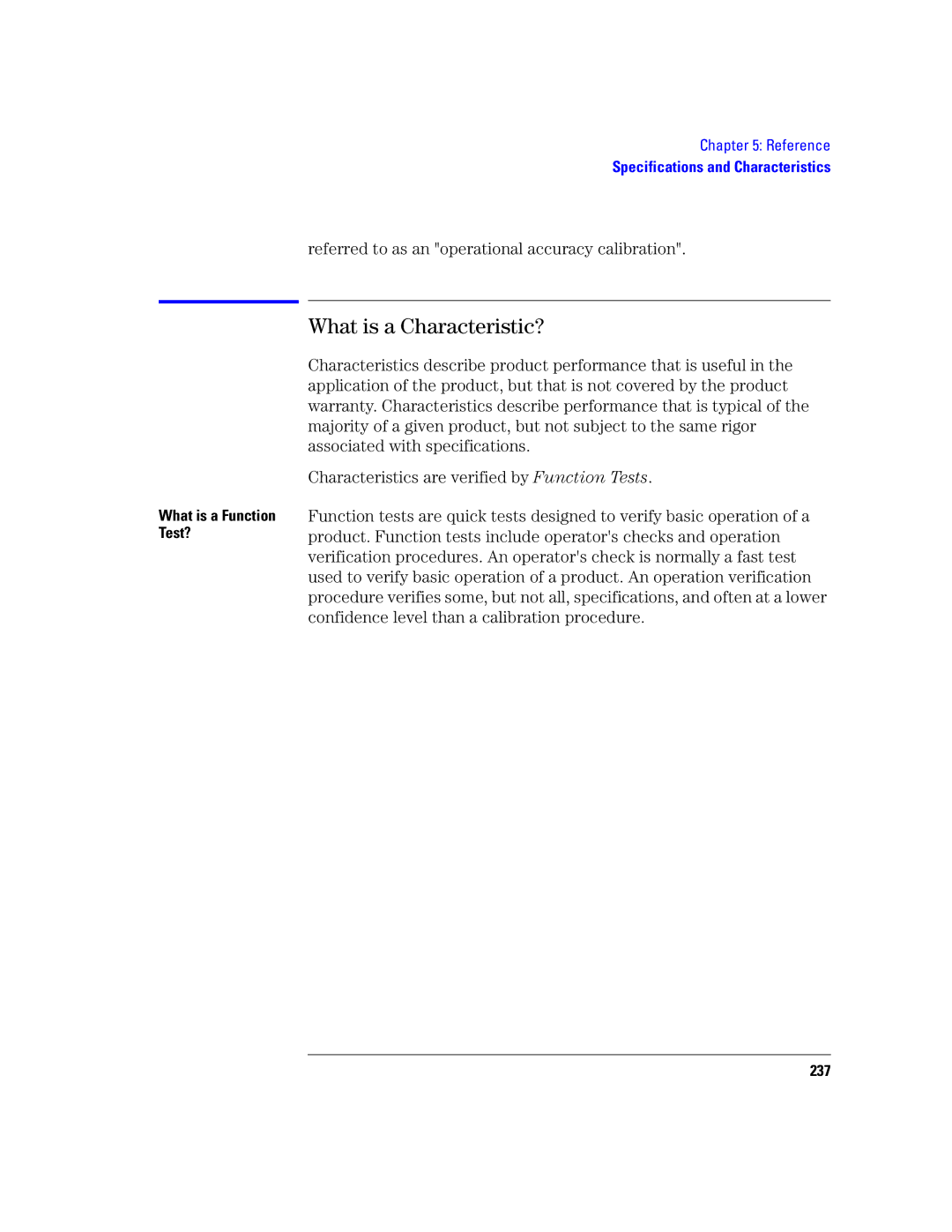 Agilent Technologies 16760A manual What is a Characteristic?, Referred to as an operational accuracy calibration, 237 