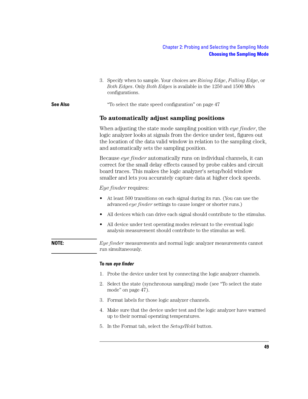 Agilent Technologies 16760A manual To automatically adjust sampling positions, Automatically sets the sampling position 