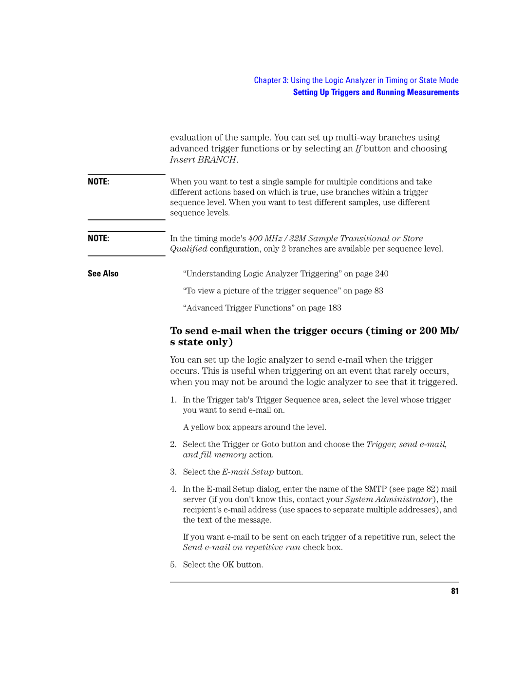 Agilent Technologies 16760A manual Setting Up Triggers and Running Measurements 