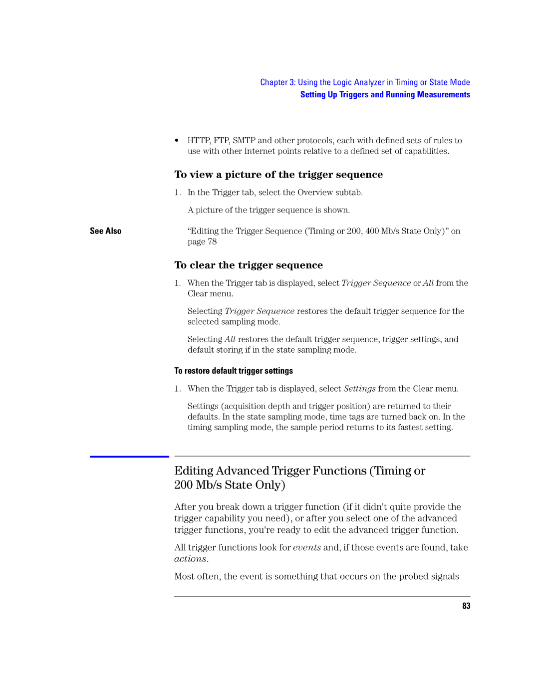 Agilent Technologies 16760A manual To view a picture of the trigger sequence, To clear the trigger sequence 