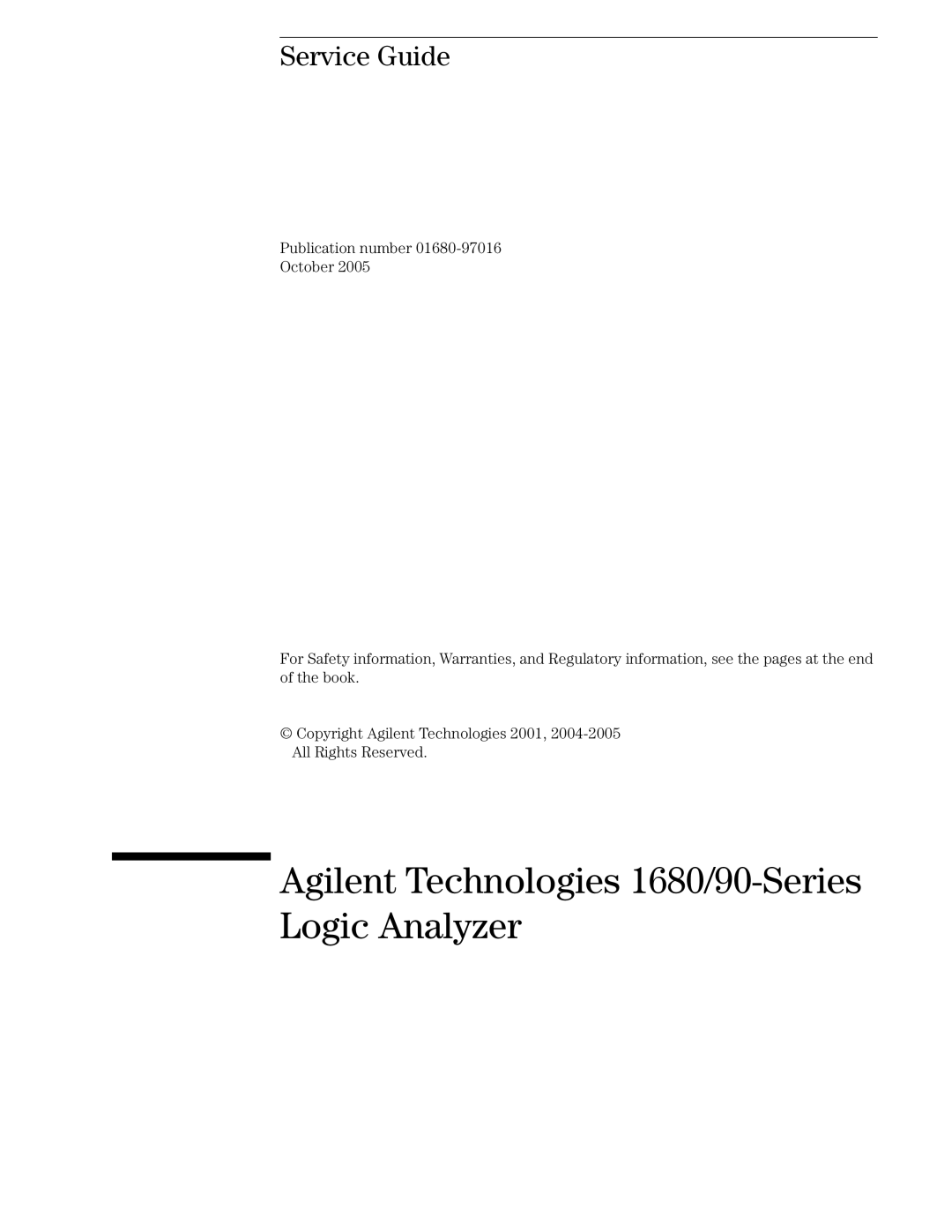 Agilent Technologies 1690 manual Agilent Technologies 1680/90-Series Logic Analyzer 