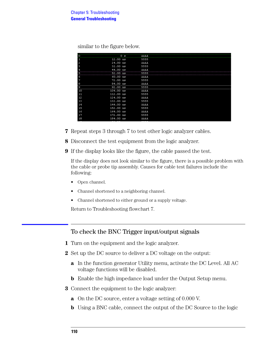 Agilent Technologies 1680, 1690 manual To check the BNC Trigger input/output signals, 110 