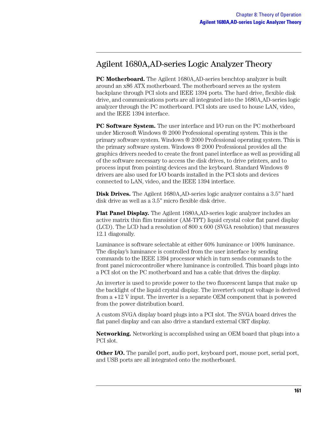 Agilent Technologies 1690 manual Agilent 1680A,AD-series Logic Analyzer Theory, 161 