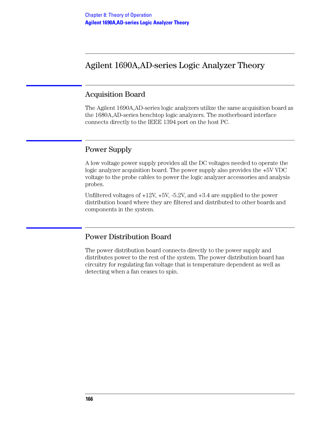 Agilent Technologies 1680 manual Agilent 1690A,AD-series Logic Analyzer Theory, 166 