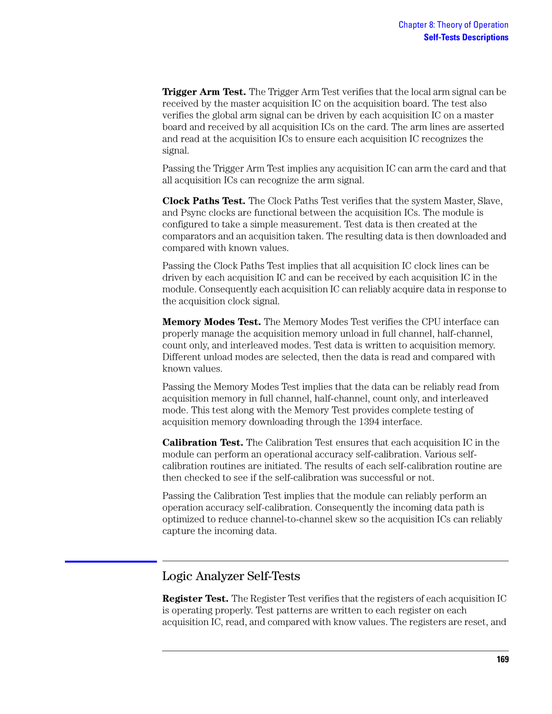 Agilent Technologies 1690, 1680 manual Logic Analyzer Self-Tests 