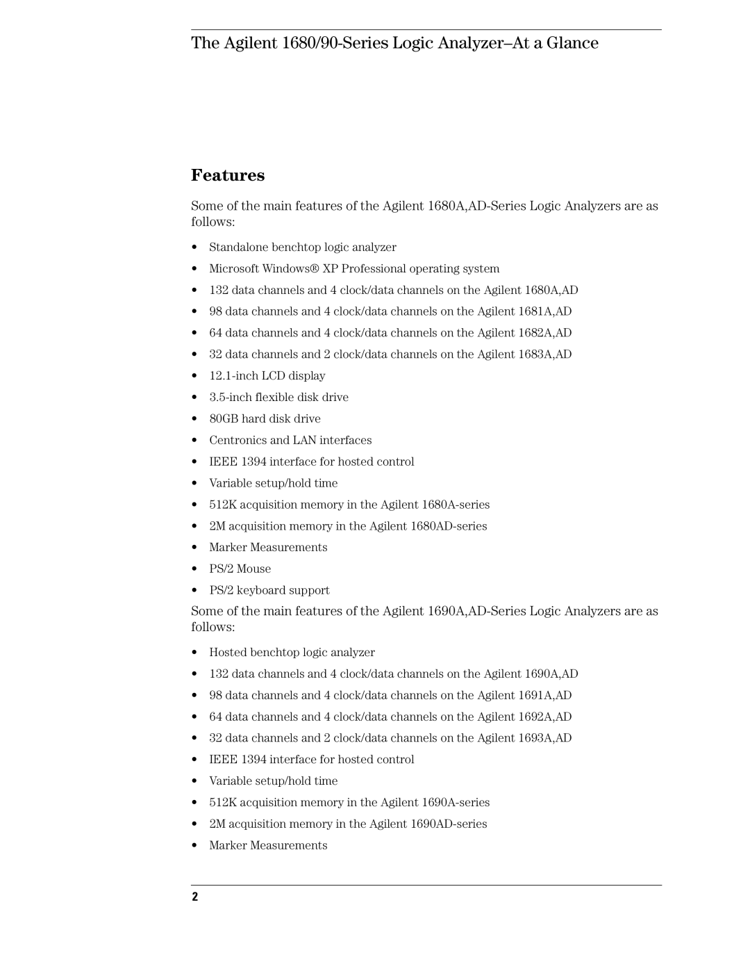 Agilent Technologies 1690 manual Agilent 1680/90-Series Logic Analyzer-At a Glance, Features 