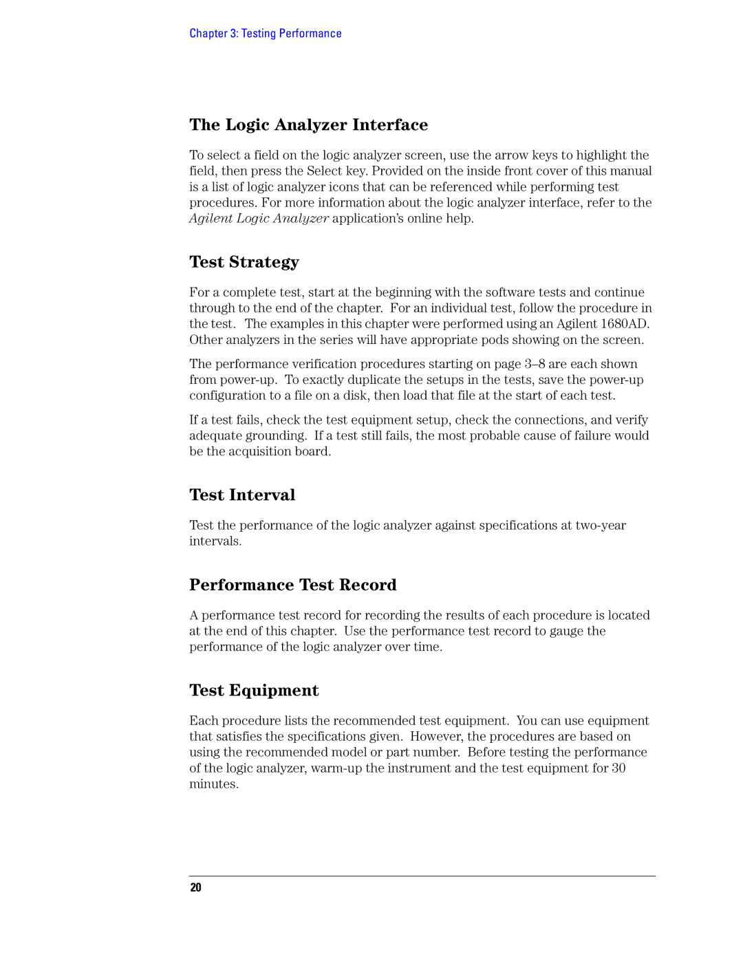 Agilent Technologies 1680, 1690 manual Test Interval 