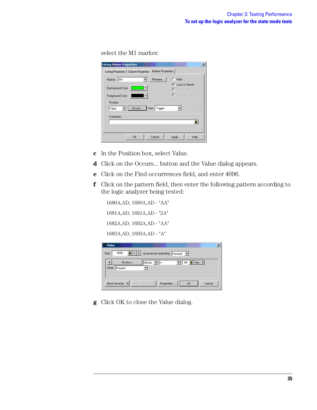 Agilent Technologies 1690, 1680 manual Click OK to close the Value dialog 