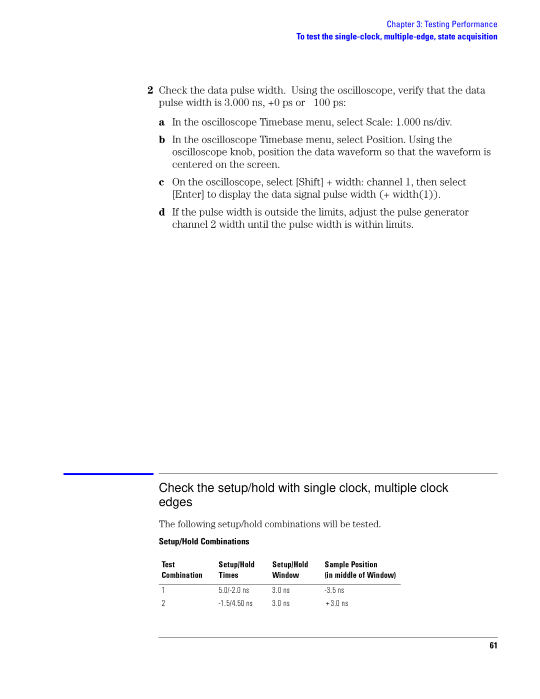 Agilent Technologies 1690, 1680 manual Check the setup/hold with single clock, multiple clock edges 