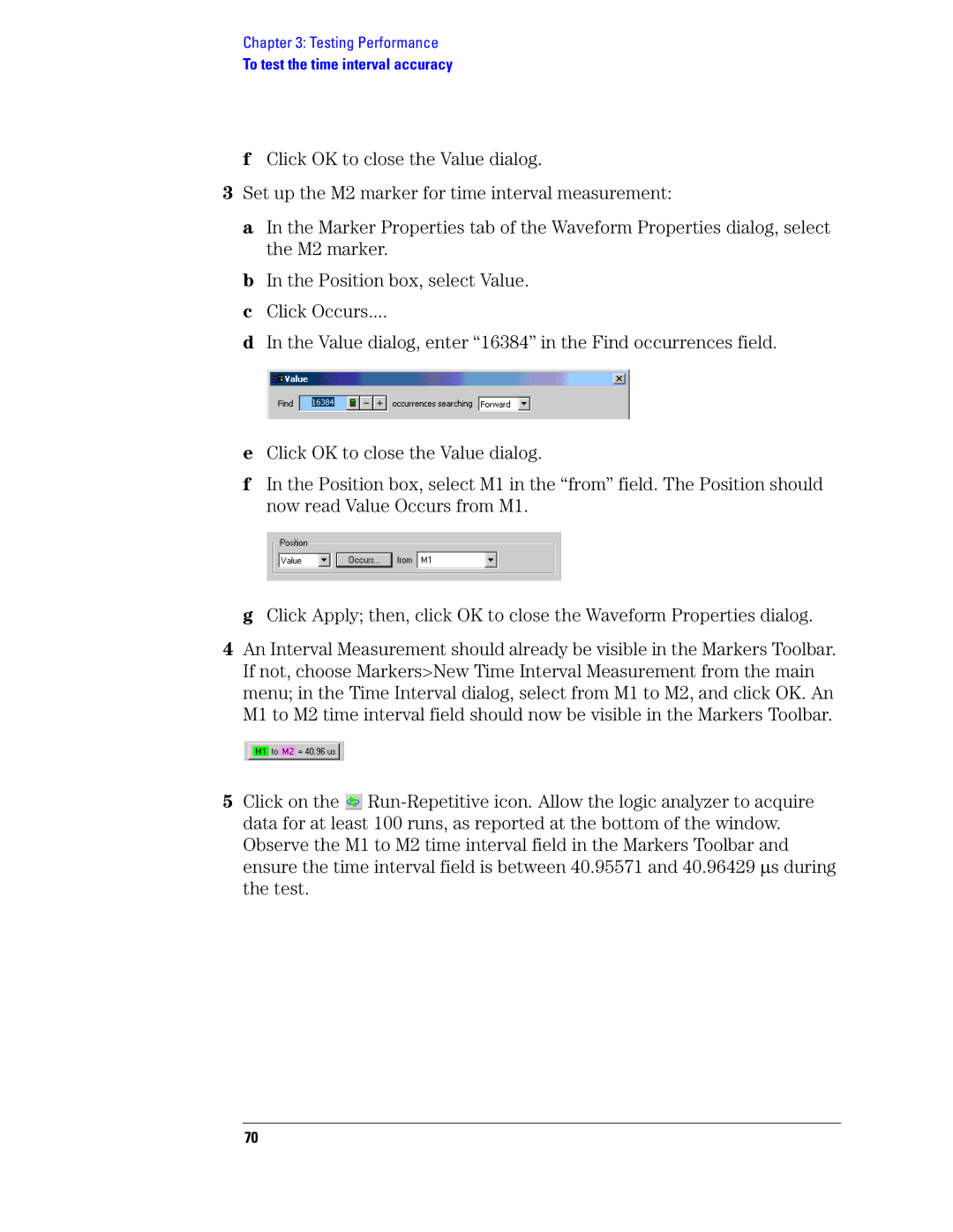 Agilent Technologies 1680, 1690 manual To test the time interval accuracy 