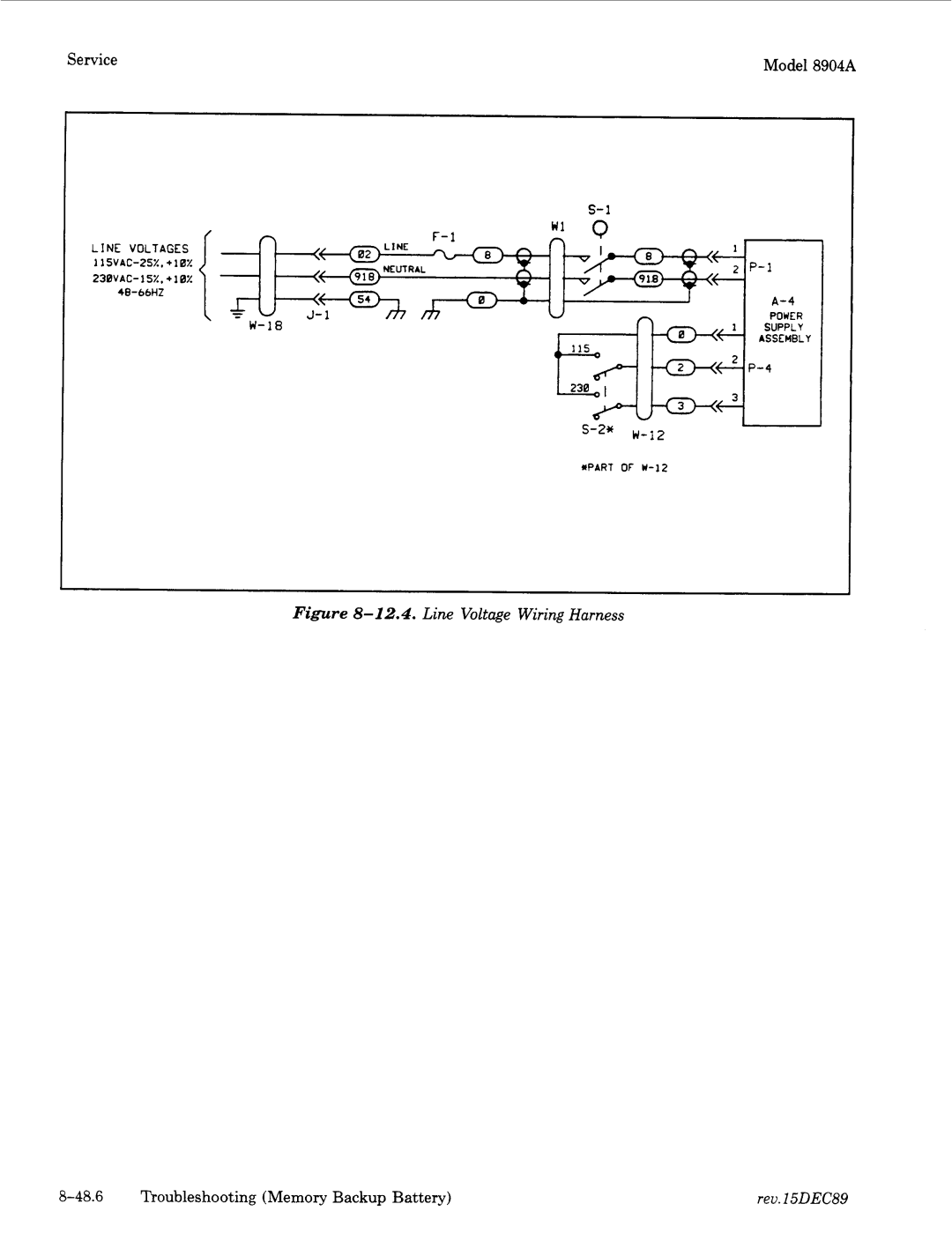 Agilent Technologies 2948, 2712A manual Line Voltage Wiring Harness 