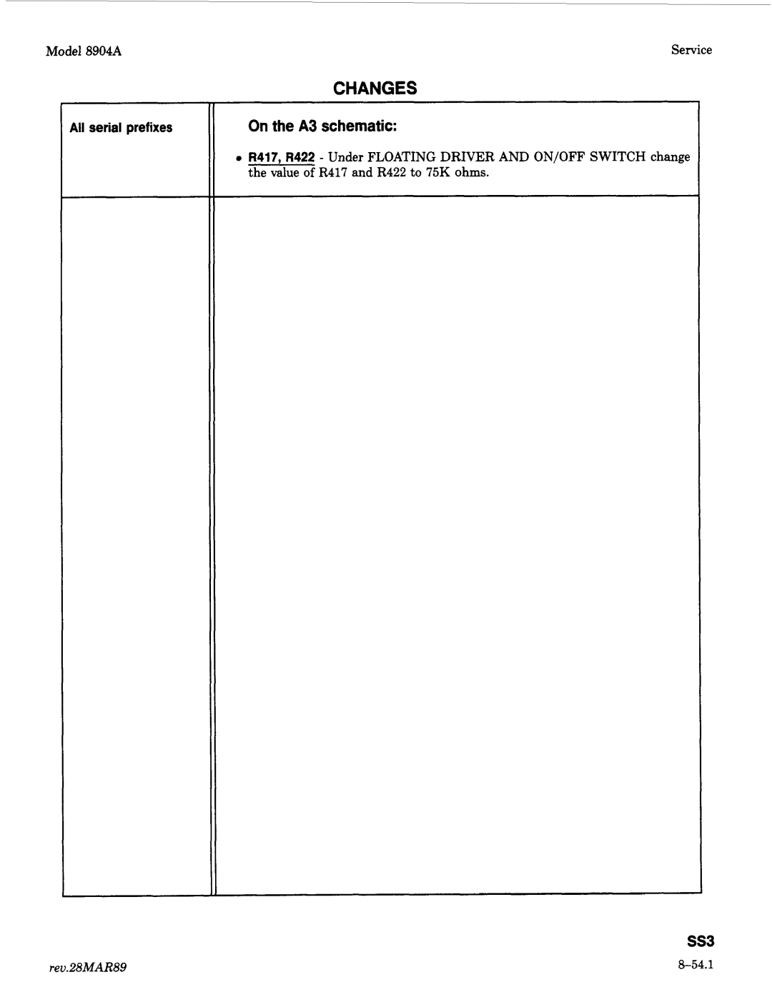 Agilent Technologies 2712A, 2948 manual Changes, Rev.28MAR89 54.1 