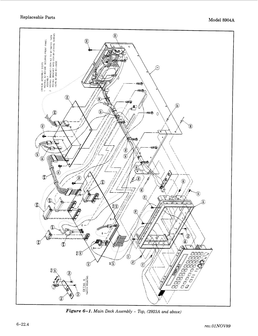 Agilent Technologies 2712A, 2948 manual Main Deck Assembly Top, 2923A and above 