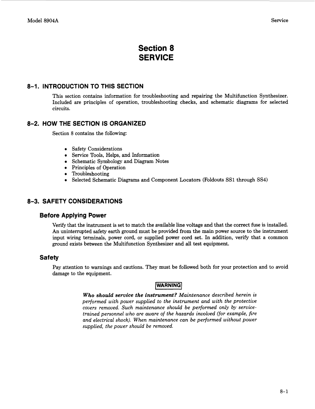 Agilent Technologies 2712A, 2948 manual HOW the Section is Organized, Safety Considerations, Before Applying Power 