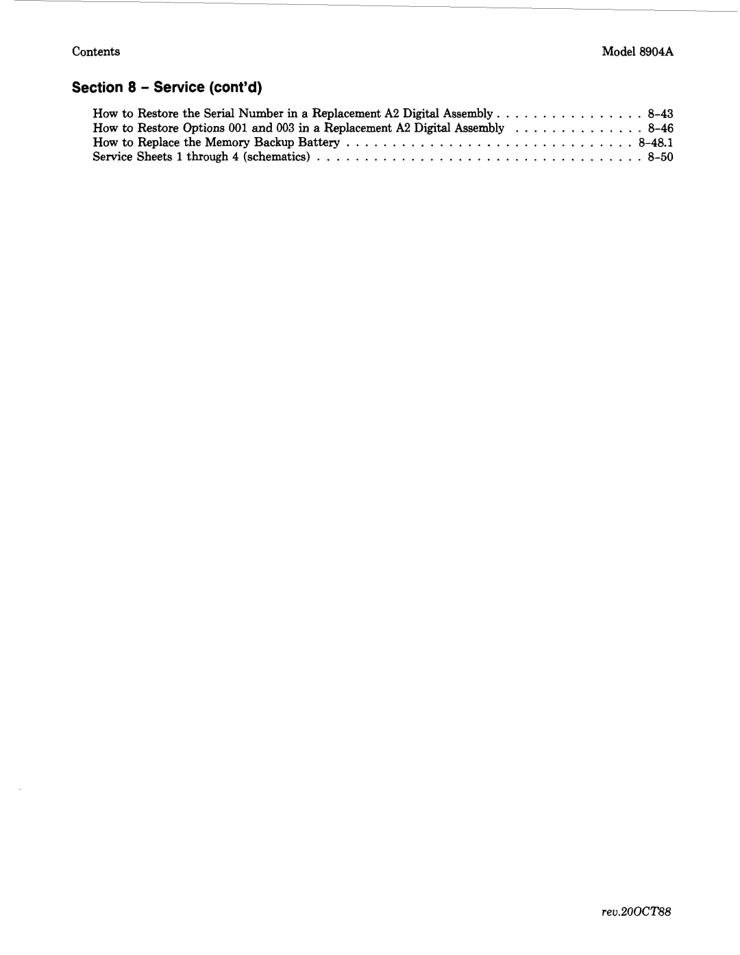 Agilent Technologies 2712A, 2948 manual Service cont’d Section, Reu.200CT88 