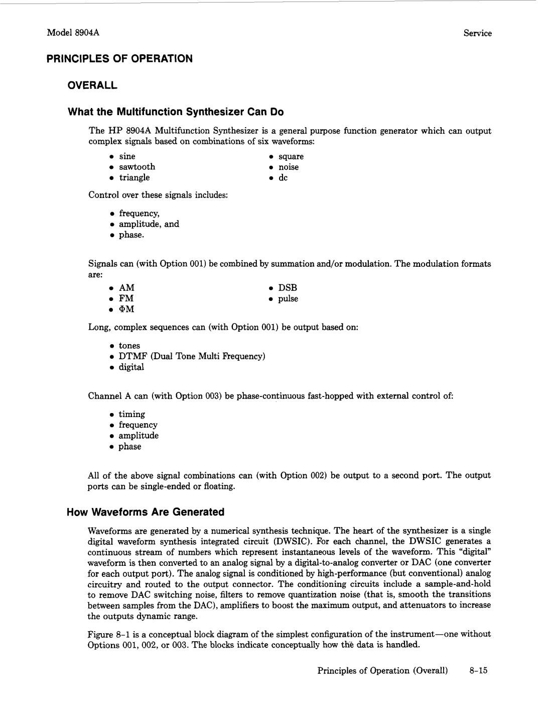 Agilent Technologies 2712A, 2948 manual Principles of Operation Overall, What the Multifunction Synthesizer Can Do 