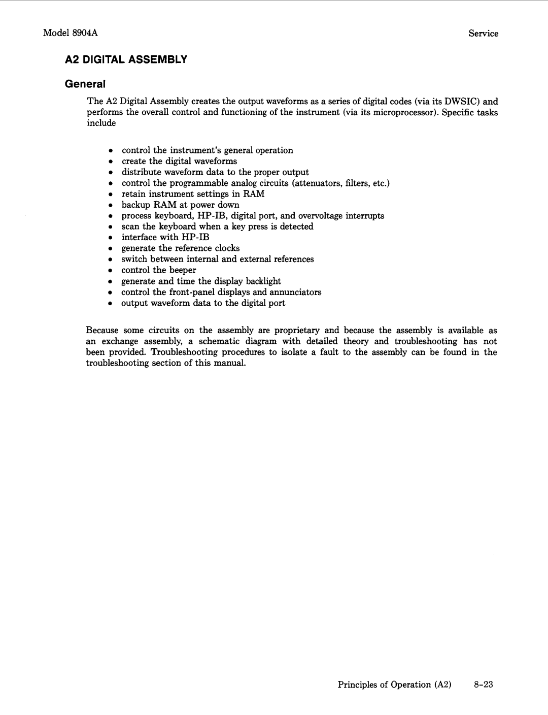 Agilent Technologies 2948, 2712A manual A2 Digital Assembly, General 