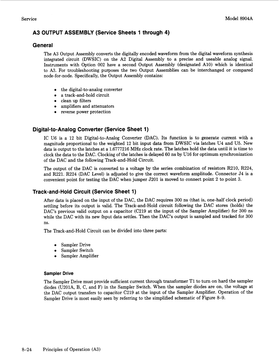 Agilent Technologies 2712A A3 Output Assembly Service Sheets 1 through General, Digital-to-Analog Converter Service Sheet 