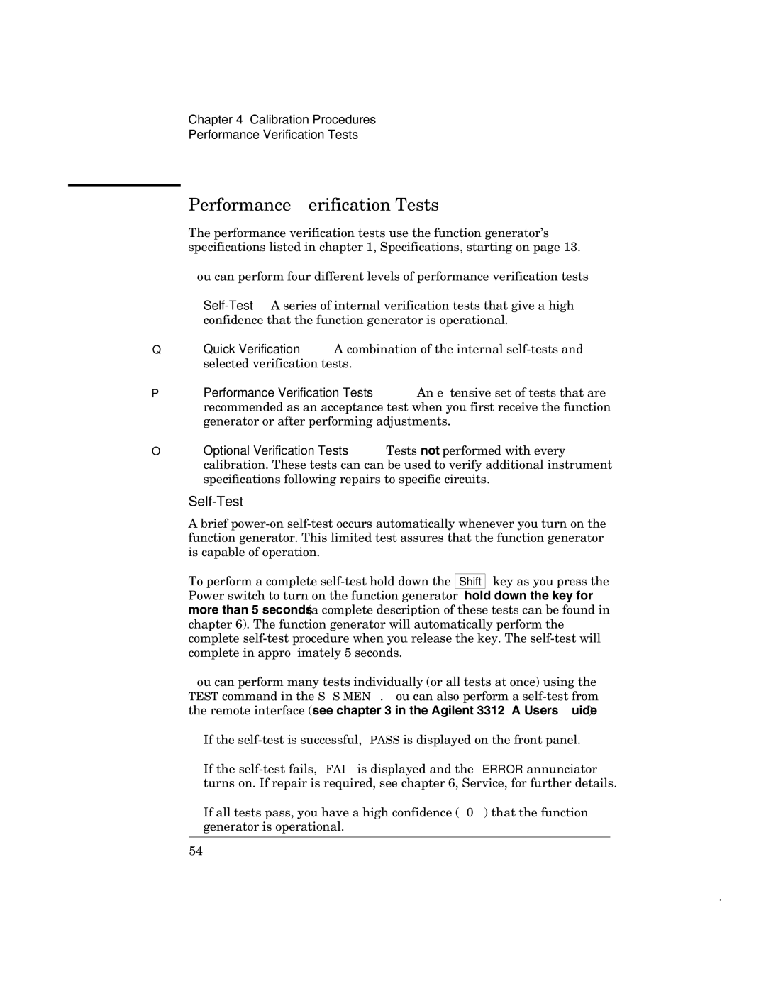 Agilent Technologies 33120A manual Performance Verification Tests, Self-Test 