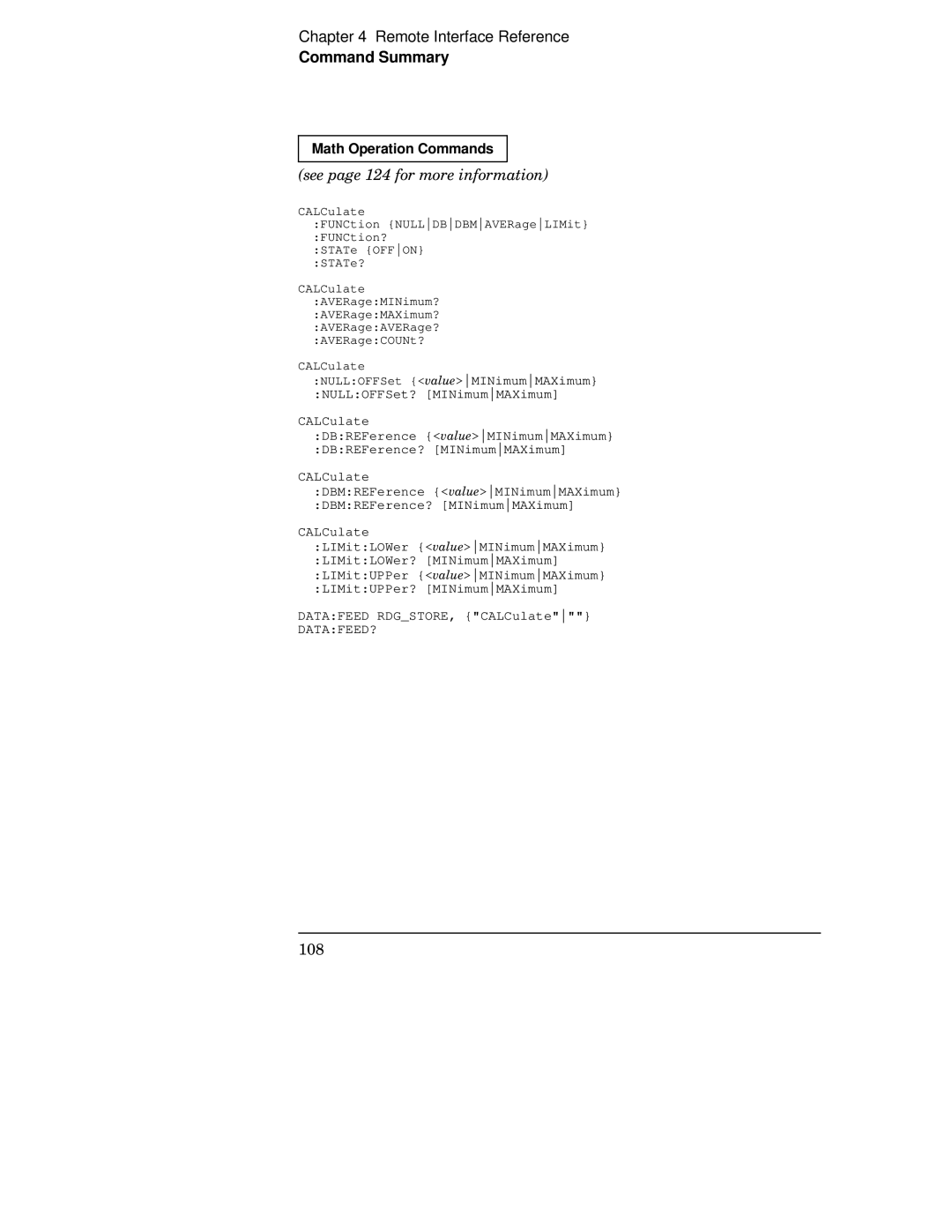 Agilent Technologies 34401A manual See page 124 for more information, CALCulate 