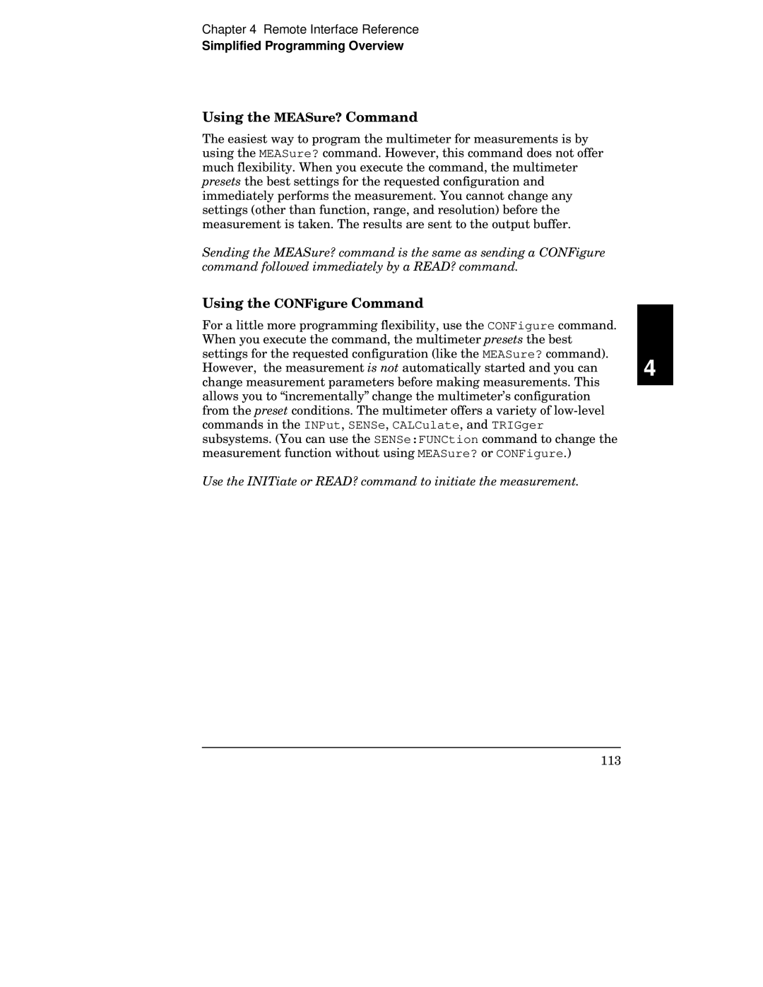 Agilent Technologies 34401A manual Using the MEASure? Command, Using the CONFigure Command 