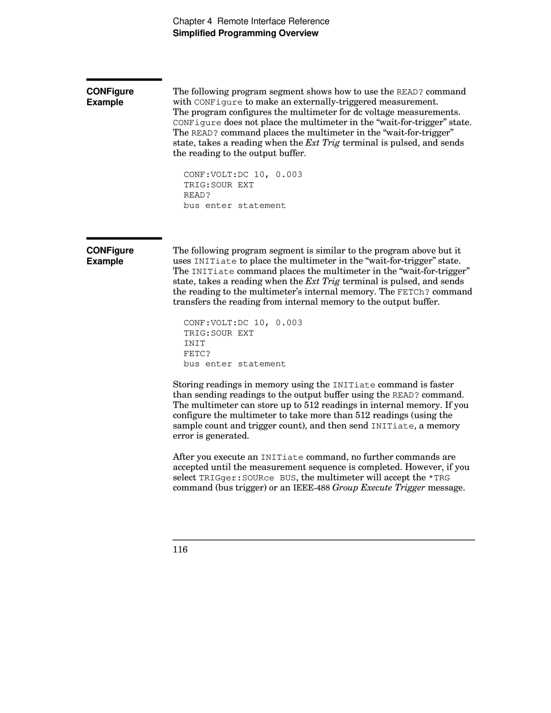 Agilent Technologies 34401A manual Simplified Programming Overview CONFigure 