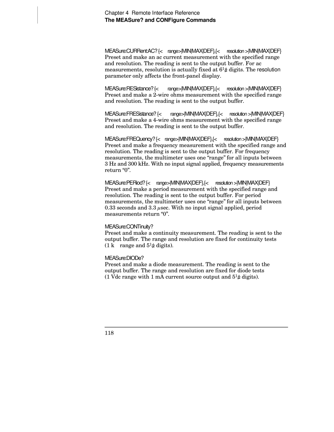 Agilent Technologies 34401A manual MEASureCONTinuity?, MEASureDIODe? 