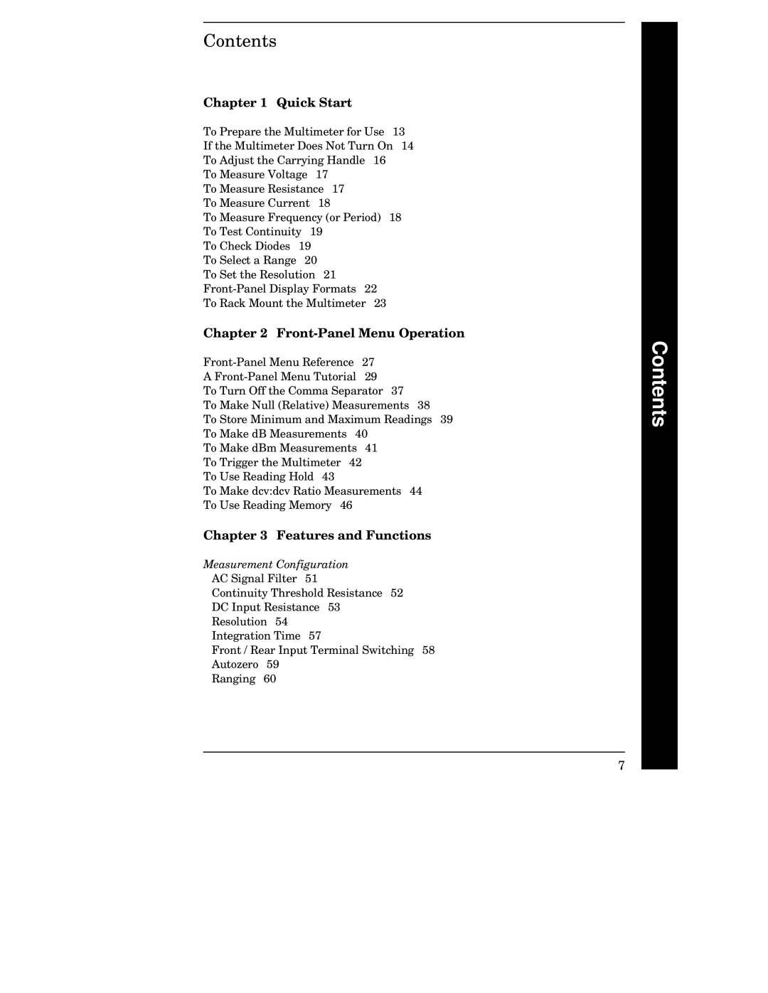 Agilent Technologies 34401A manual Contents 