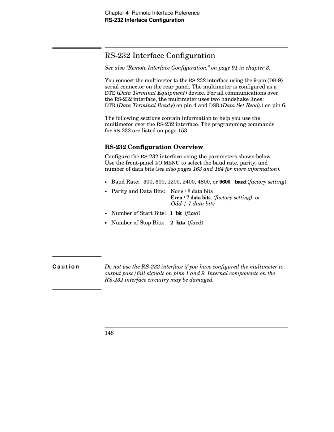 Agilent Technologies 34401A manual RS-232 Interface Configuration, RS-232 Configuration Overview 