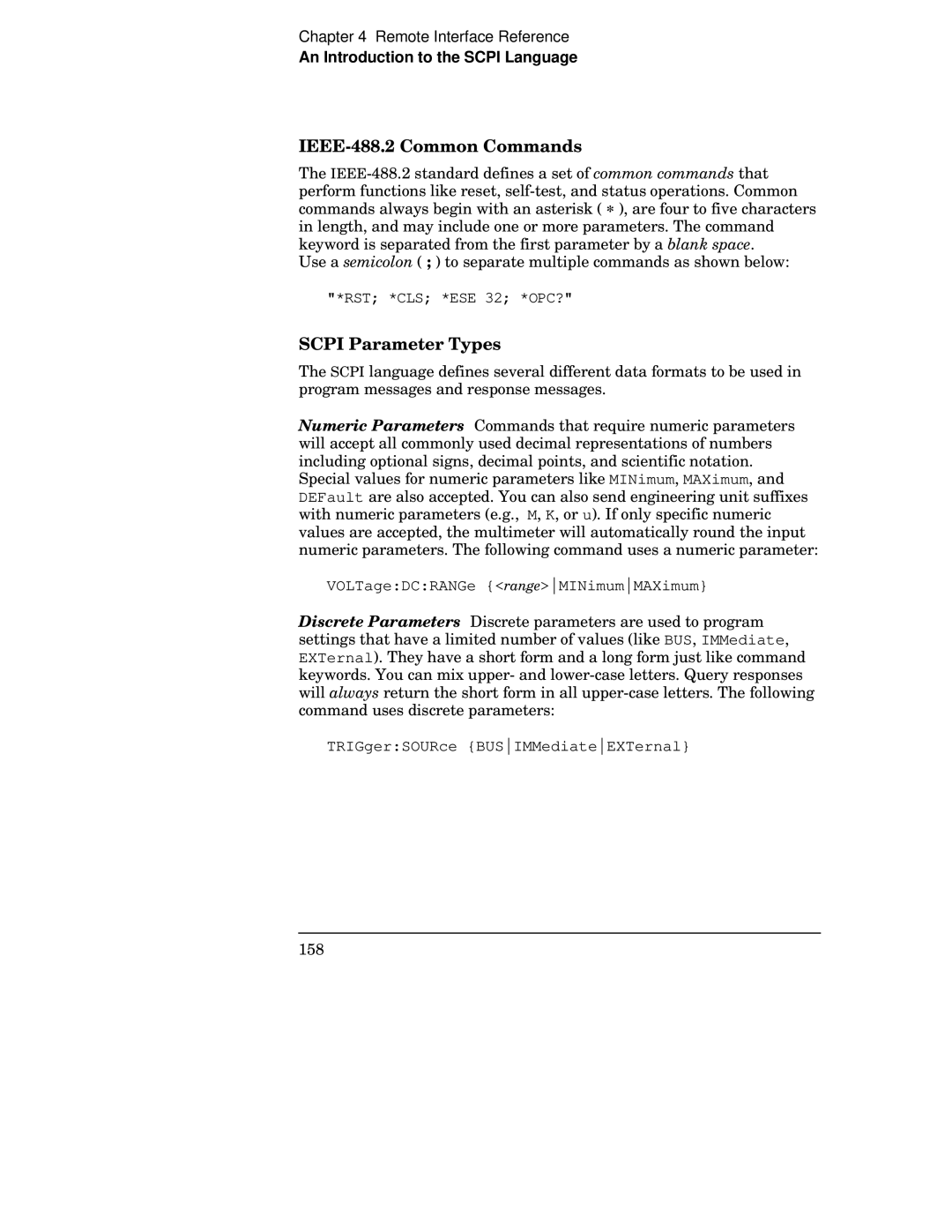 Agilent Technologies 34401A manual IEEE-488.2 Common Commands, Scpi Parameter Types 