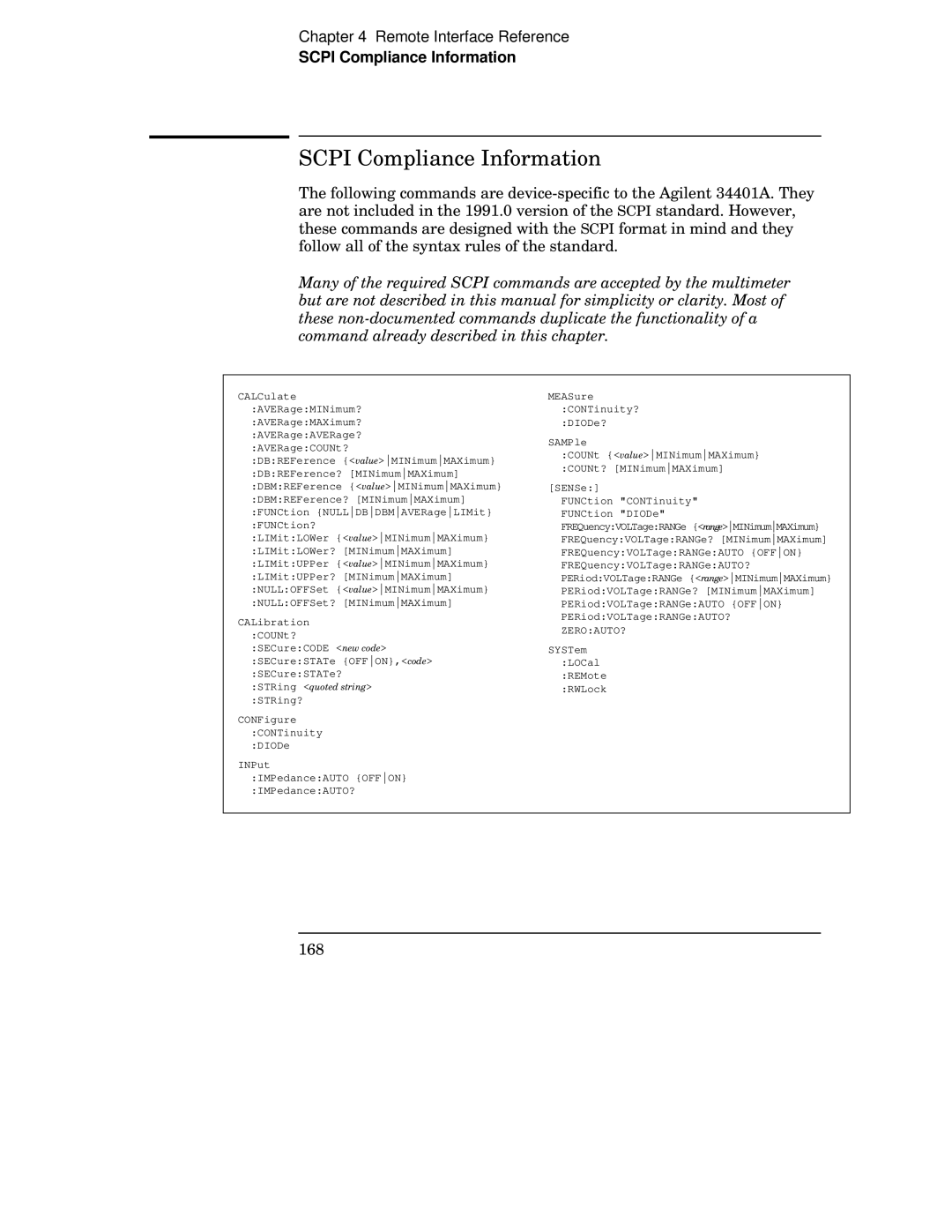 Agilent Technologies 34401A manual Scpi Compliance Information 